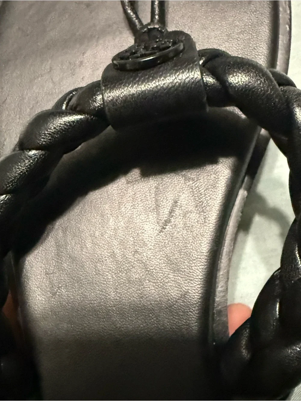 Tory Burch Black Braided Benton Leather Thong Sandals